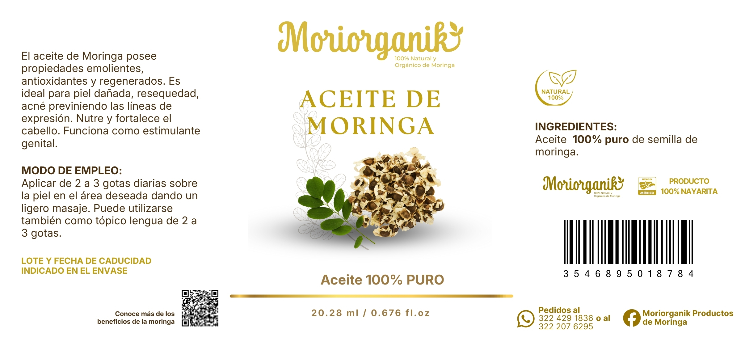Etiqueta de Aceite de Moringa