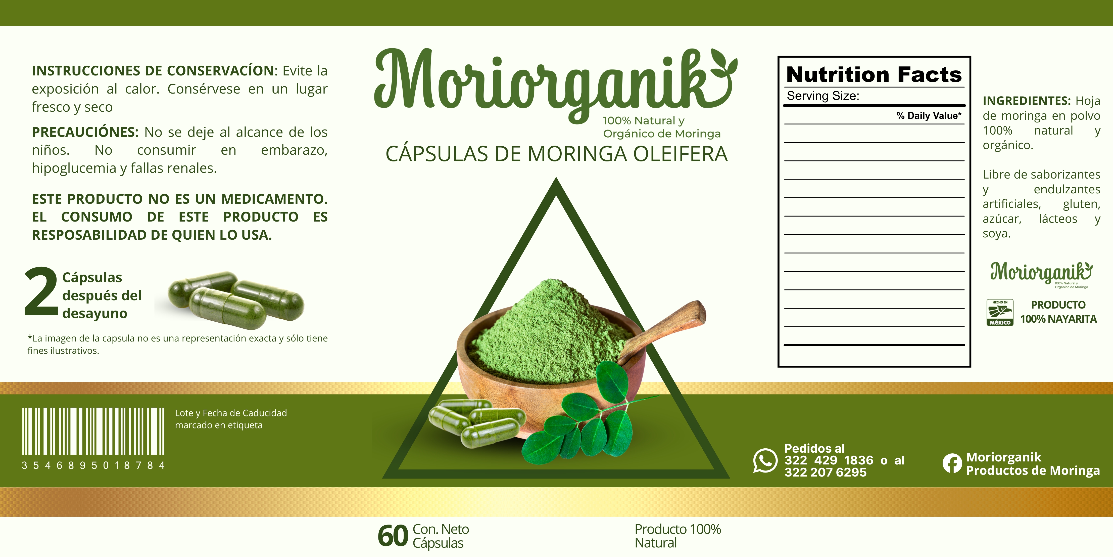 Etiqueta Capsulas de Moringa