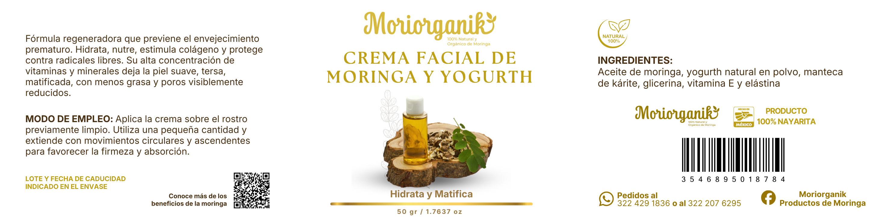 Etiqueta de Crema de Moringa